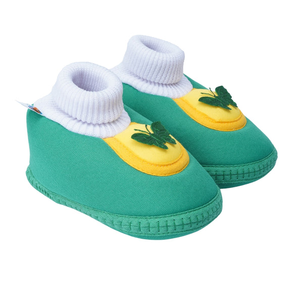 6 To 12 Months Baby Girls & Baby Boys Soft Cotton Cute Butterfly Booties (Green)-BT4444