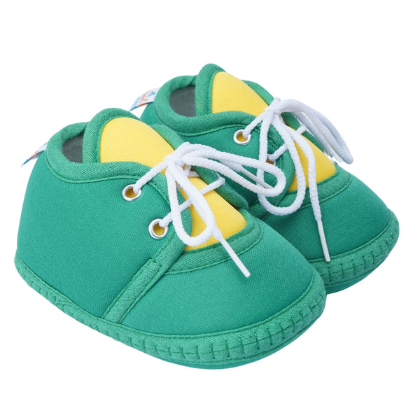 6 To 12 Months Baby Boys & Baby Girls Cute Soft Cotton Pre-Walker Lace Booties (Green,Yellow)-BT4431