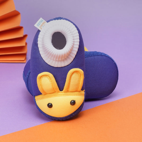6 To 12 Months Baby Boys & Baby Girls Cute Soft Cotton Pre-Walker Rabbit Face Booties (Blue,Yellow)-BT4426