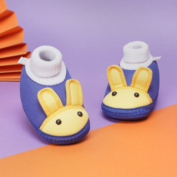6 To 12 Months Baby Boys & Baby Girls Cute Soft Cotton Pre-Walker Rabbit Face Booties (Blue,Yellow)-BT4426