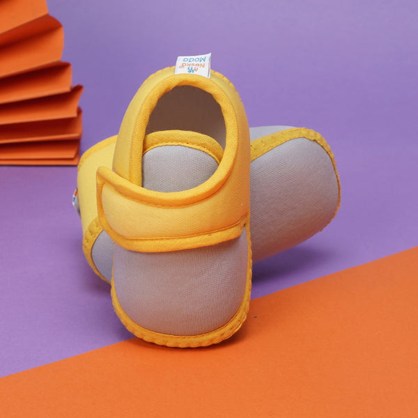 6 To 12 Months Baby Boys & Baby Girls Cute Soft Cotton Pre-Walker Sports Booties (Grey,Yellow)-BT4436