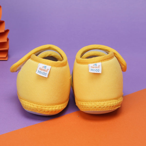 6 To 12 Months Baby Boys & Baby Girls Cute Soft Cotton Pre-Walker Sports Booties (Grey,Yellow)-BT4436