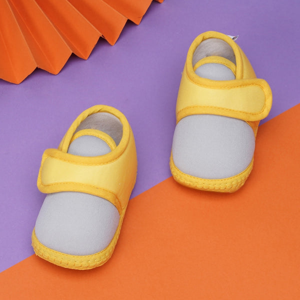6 To 12 Months Baby Boys & Baby Girls Cute Soft Cotton Pre-Walker Sports Booties (Grey,Yellow)-BT4436