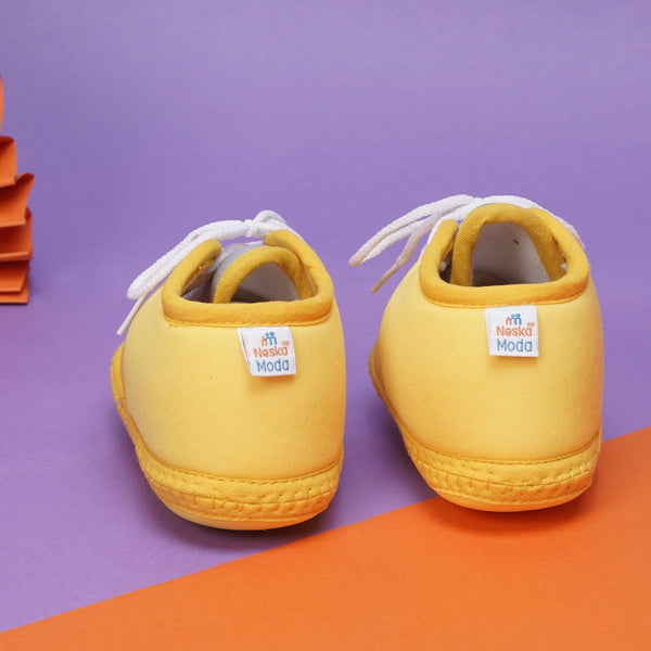 6 To 12 Months Baby Boys & Baby Girls Cute Soft Cotton Pre-Walker Lace Booties (Yellow,Grey)-BT4430