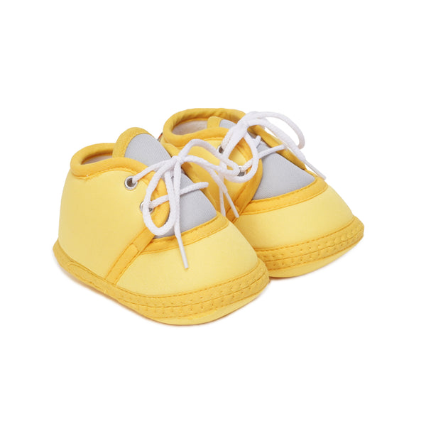 6 To 12 Months Baby Boys & Baby Girls Cute Soft Cotton Pre-Walker Lace Booties (Yellow,Grey)-BT4430