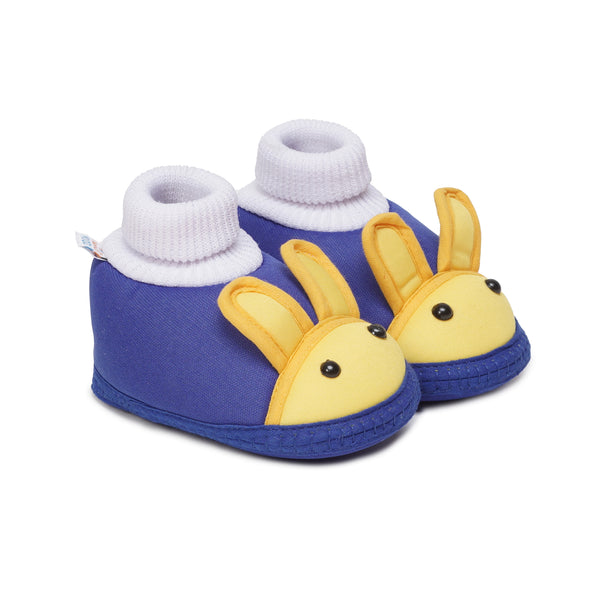 6 To 12 Months Baby Boys & Baby Girls Cute Soft Cotton Pre-Walker Rabbit Face Booties (Blue,Yellow)-BT4426