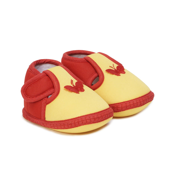 6 To 12 Months Baby Girls & Baby Boys Soft Cotton Cute Butterfly Booties (Yellow,Red)-BT4442