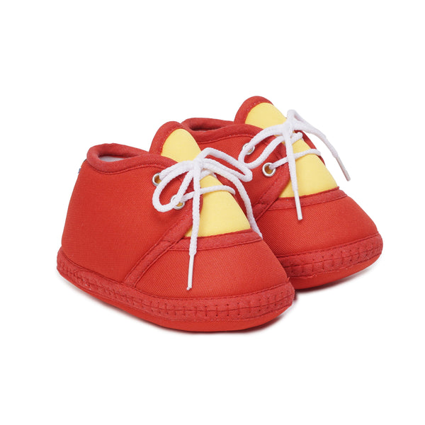 6 To 12 Months Baby Boys & Baby Girls Cute Soft Cotton Pre-Walker Lace Booties (Red,Yellow)-BT4429