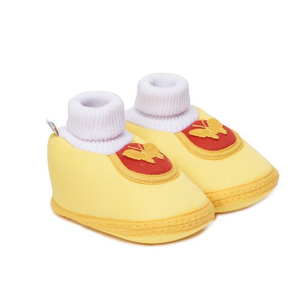 6 To 12 Months Baby Girls & Baby Boys Soft Cotton Cute Butterfly Booties (Yellow,Red)-BT4416
