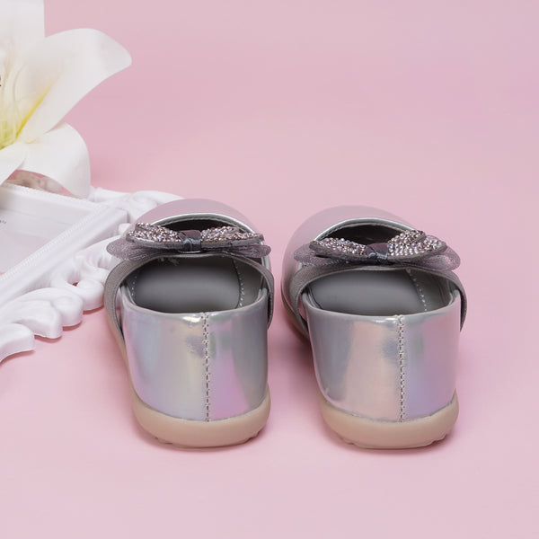 Neska Moda Synthetic Leather Ballerinas for Girls (Grey)