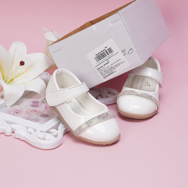 Neska Moda Synthetic Leather Ballerinas for Baby Girls (White)