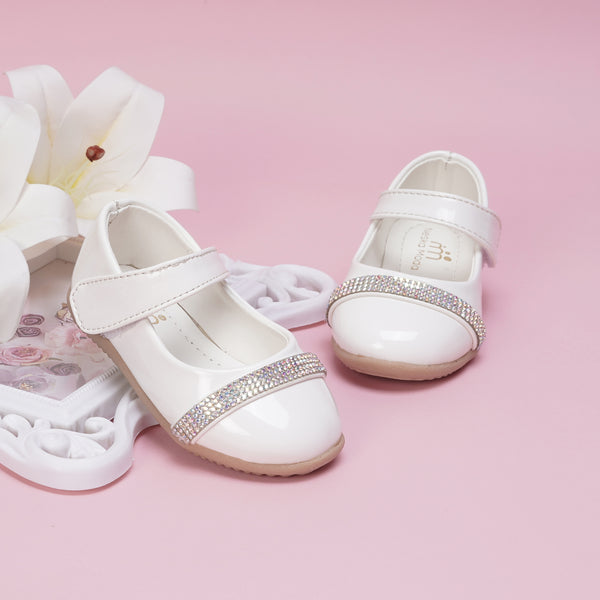 Neska Moda Synthetic Leather Ballerinas for Baby Girls (White)