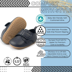 Baby Unisex Anti-Skid Synthetic Velcro Shoe Booties (Blue)-BT5110