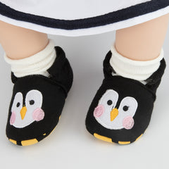 Baby Unisex Cotton Penguin Face Anti-Skid Slip-on Slipper Booties (Black)-BT5127