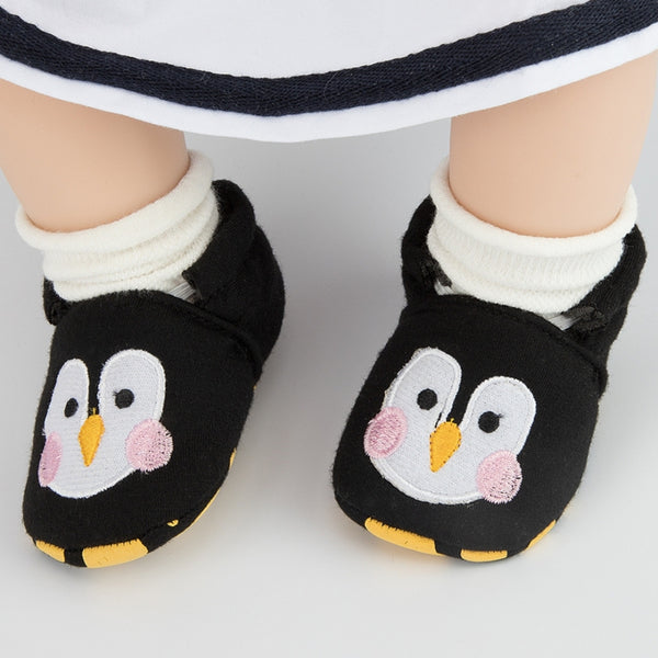 Baby Unisex Cotton Penguin Face Anti-Skid Slip-on Slipper Booties (Black)-BT5127