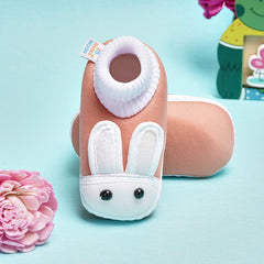 6 To 12 Months Baby Boys & Girls Cotton Pre-Walker Rabbit Face Booties (Light Pink)-BT2298