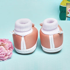 6 To 12 Months Baby Boys & Girls Cotton Pre-Walker Rabbit Face Booties (Light Pink)-BT2298