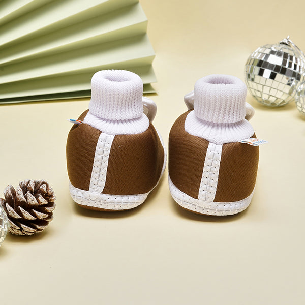 6 To 12 Months Baby Boys & Girls Soft Cotton Pre-Walker Rabbit Face Booties (Brown)-BT2154