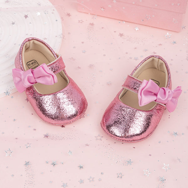6 To 12 Months Newborn Baby Girls Belly Shoe Anti-Slip Sandal Booties (Pink)-BT4552