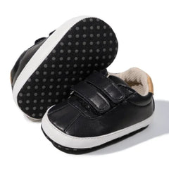 Baby Unisex Anti-Skid Synthetic Cotton Double Velcro Shoe Booties (Black)-BT5136
