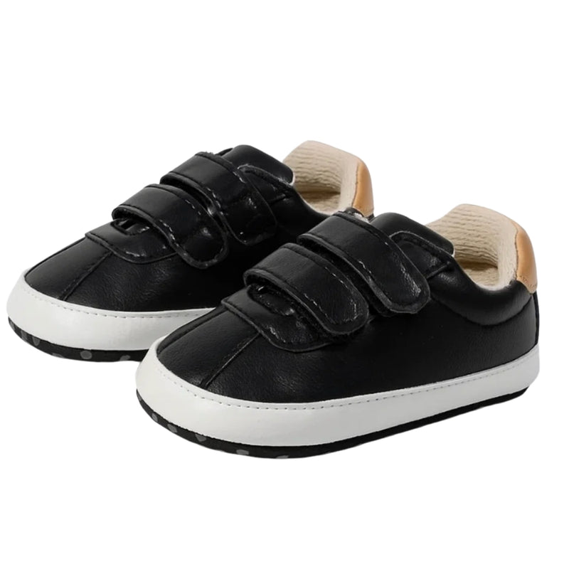 Baby Unisex Anti-Skid Synthetic Cotton Double Velcro Shoe Booties (Black)-BT5136
