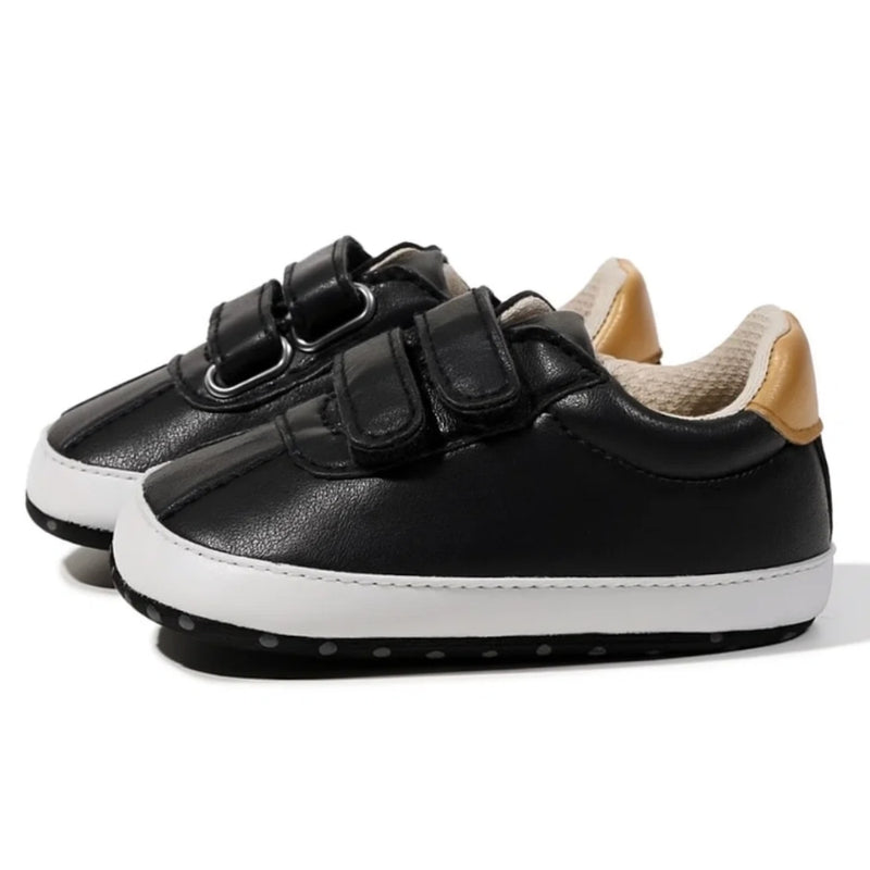 Baby Unisex Anti-Skid Synthetic Cotton Double Velcro Shoe Booties (Black)-BT5136