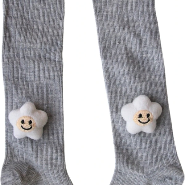 Unisex Cotton Grey Calf Length Kids Cartoon Long Smiley Star Face Socks-SK1492andF08