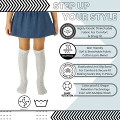 Unisex Cotton Plain Calf Length Grey Kids Long Socks-SK1492