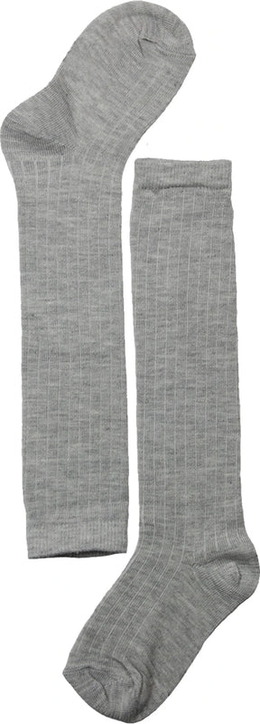 Unisex Cotton Plain Calf Length Grey Kids Long Socks-SK1492