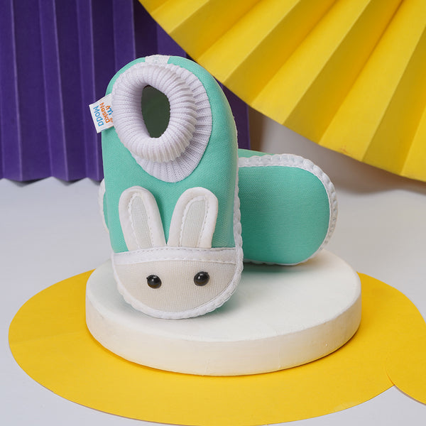 6 To 12 Months Baby Boys & Girls Cute Soft Cotton Pre-Walker Rabbit Face Booties (Blue)-BT16