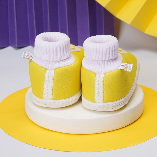 6 To 12 Months Baby Girls & Baby Boys Soft Cotton Cute Butterfly Booties (Yellow)-SK127