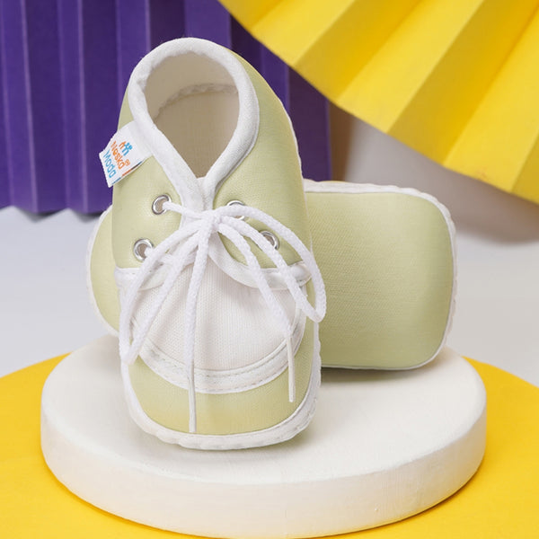 6 To 12 Months Baby Boys & Girls Cotton Pre-Walker Lace Plain Booties (Light Green)-BT2302