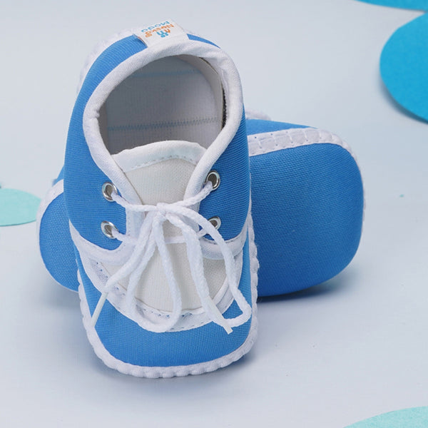 6 To 12 Months Baby Boys & Girls Soft Cotton Pre-Walker Lace Plain Booties (Light Blue)-BT2305
