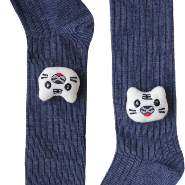 Unisex Cotton Blue Calf Length Kids Cartoon Long Cat Face Socks-SK1493andF05