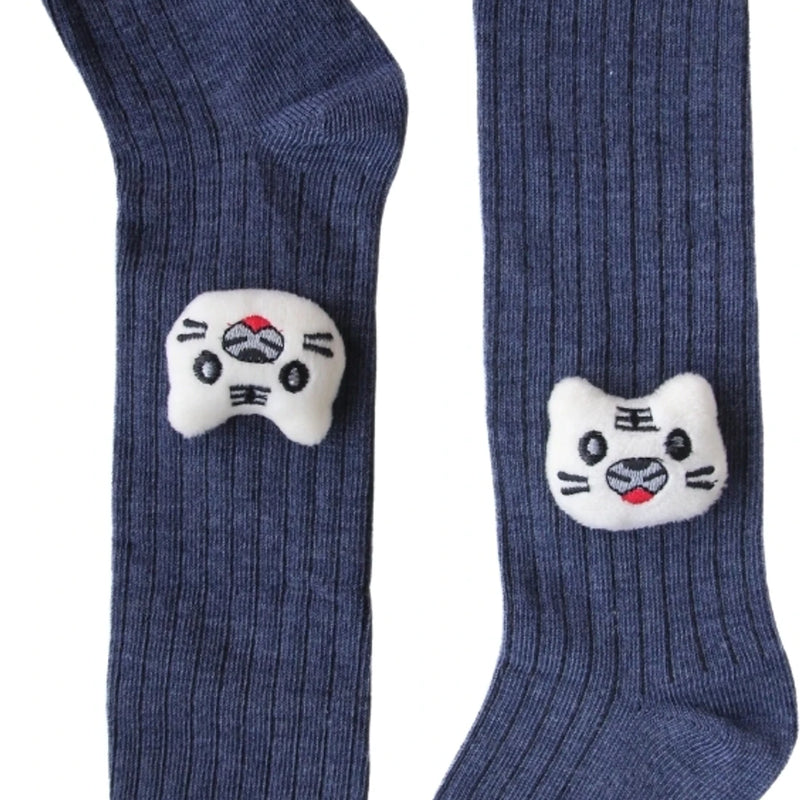 Unisex Cotton Blue Calf Length Kids Cartoon Long Cat Face Socks-SK1493andF05