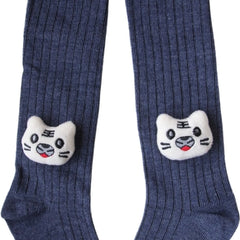 Unisex Cotton Blue Calf Length Kids Cartoon Long Cat Face Socks-SK1493andF05