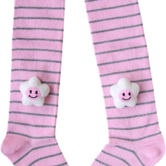 Unisex Cotton Pink Calf Length Kids Cartoon Long Smiley Star Face Socks-SK1494andF07