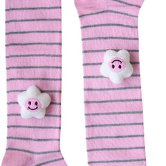 Unisex Cotton Pink Calf Length Kids Cartoon Long Smiley Star Face Socks-SK1494andF07