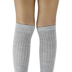 Unisex Cotton Plain Calf Length Grey Kids Long Socks-SK1492