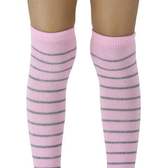 Unisex Cotton Plain Calf Length Pink Kids Long Socks-SK1494