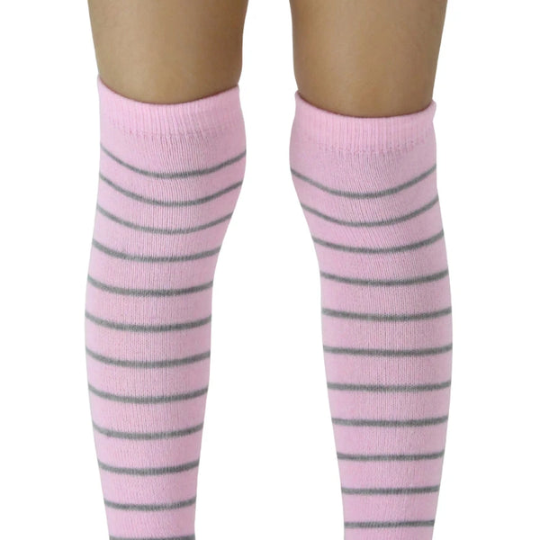 Unisex Cotton Plain Calf Length Pink Kids Long Socks-SK1494