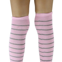 Unisex Cotton Plain Calf Length Pink Kids Long Socks-SK1494