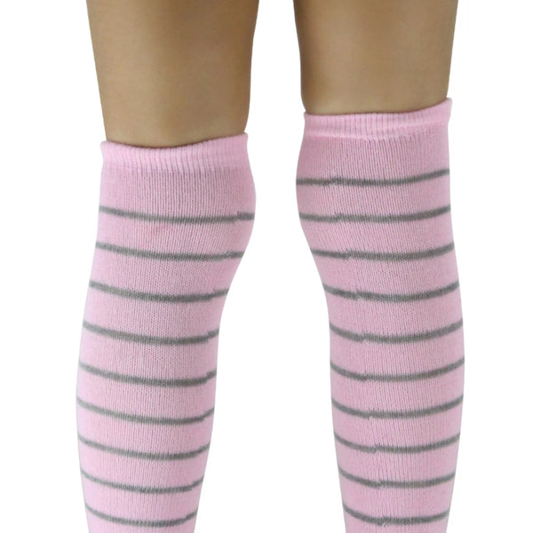 Unisex Cotton Plain Calf Length Pink Kids Long Socks-SK1494