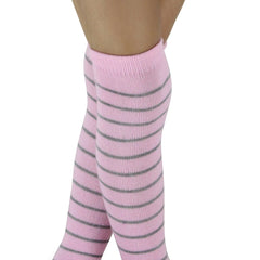 Unisex Cotton Plain Calf Length Pink Kids Long Socks-SK1494