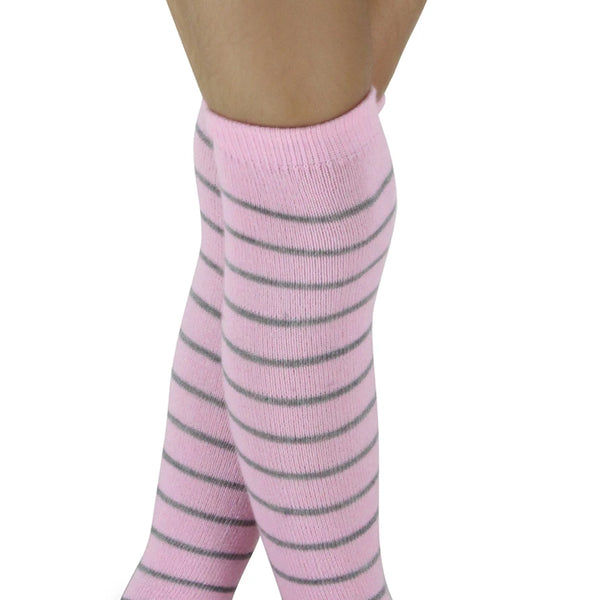 Unisex Cotton Plain Calf Length Pink Kids Long Socks-SK1494