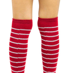Unisex Cotton Plain Calf Length Red Kids Long Socks-SK1495