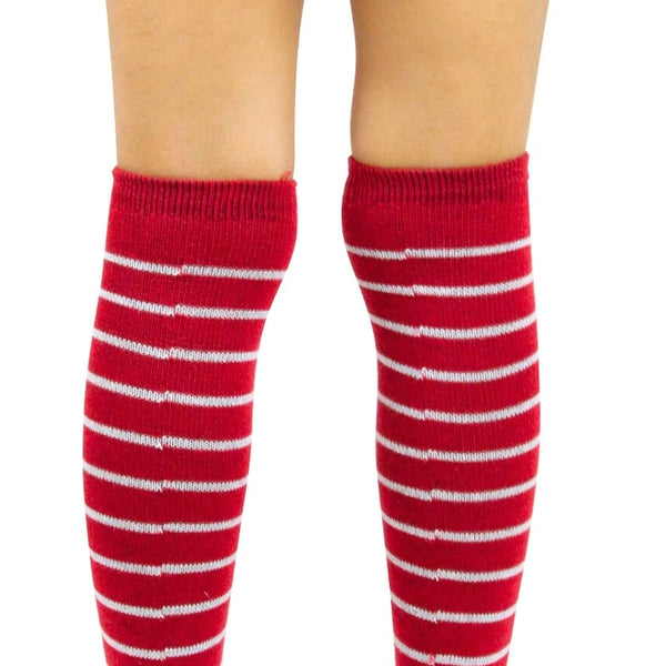 Unisex Cotton Plain Calf Length Red Kids Long Socks-SK1495