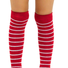 Unisex Cotton Plain Calf Length Red Kids Long Socks-SK1495