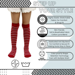 Unisex Cotton Plain Calf Length Red Kids Long Socks-SK1495