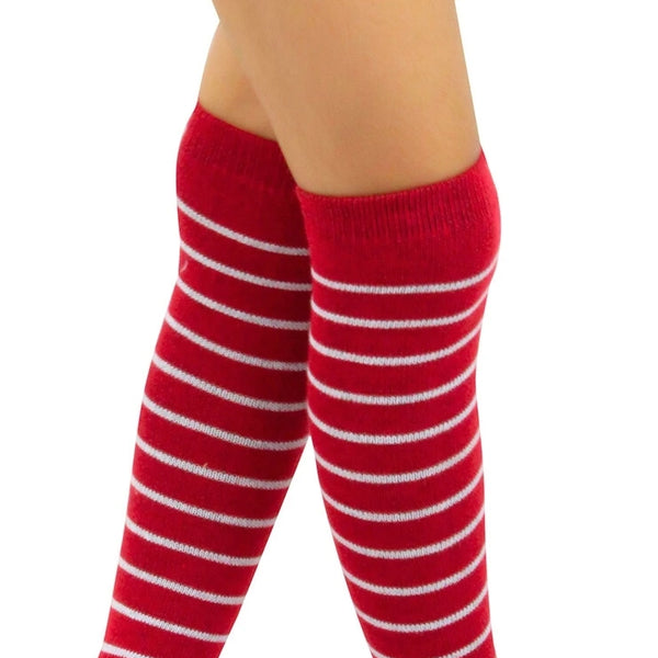 Unisex Cotton Plain Calf Length Red Kids Long Socks-SK1495
